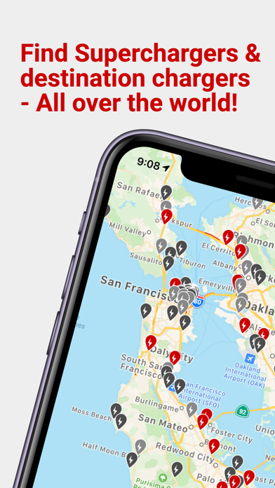 Supercharged map showing charger locations